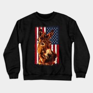 4th of july denkey on usa flag Crewneck Sweatshirt